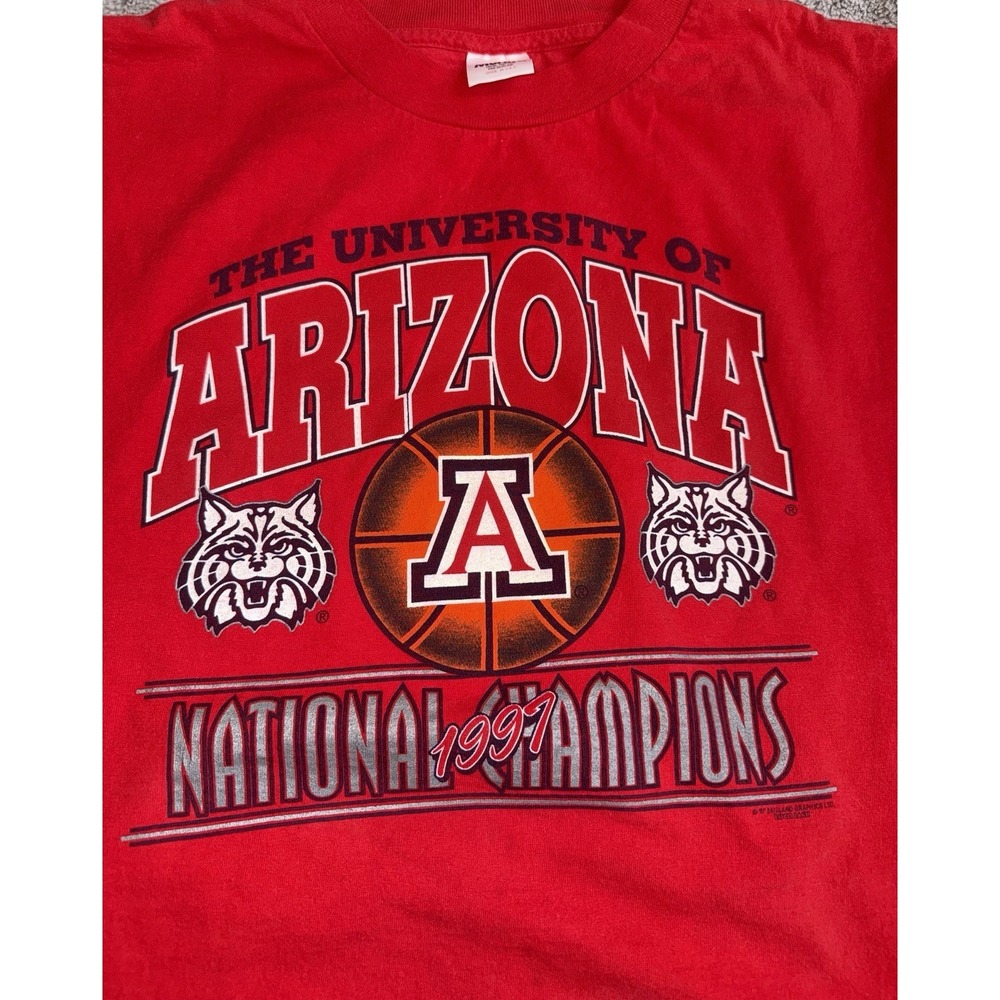 Vintage 90s University of Arizona Wildcats T-Shirt XLarge Men NCAA Basketball - Picture 2 of 4